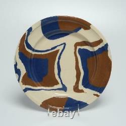Set Of (4) Jurg Lanzrein Brown & Blue Marbled Ceramic Dinner Plates, 12