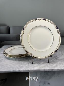 Set Of 4 Minton Baccleuch Cobalt Blue & Gold Dinner 10.5 & 2 Plates 6 Vintage
