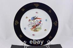 Set Of 5 Bavaria Bird Of Paradise Cobalt Blue With Gold Dinner Plates Mint