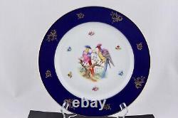 Set Of 5 Bavaria Bird Of Paradise Cobalt Blue With Gold Dinner Plates Mint