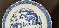Set Of 5 Blue & White Dragon Plates Made In China D 9 3/4