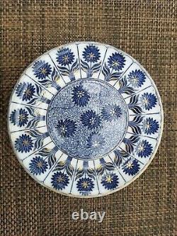 Set Of 6 Antique Minton China Aster Blue Aesthetic Pattern Dinner Plates 9.5