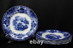 Set Of 6 Antique Rorstrand Oriental Flow Blue Transferware 9 5/8 Dinner Plate #2