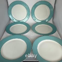 Set Of 6 Kate Spade Lenox Turquoise Blue Rutherford Circle Dinner Plates 11.2