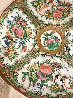 Set Of 6 MID 19th Cent Rose Medallion 8 Dinner Plates Flowers Birds Butterflies