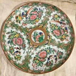 Set Of 6 MID 19th Cent Rose Medallion 8 Dinner Plates Flowers Birds Butterflies