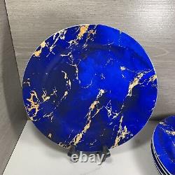 Set Of 6 Sabella Home Large Blue Colorful 10.5 Dinner Plate Staffordshire UK
