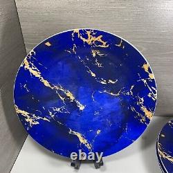 Set Of 6 Sabella Home Large Blue Colorful 10.5 Dinner Plate Staffordshire UK