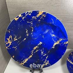 Set Of 6 Sabella Home Large Blue Colorful 10.5 Dinner Plate Staffordshire UK