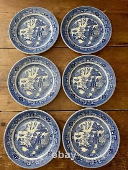 Set Of 6 Vintage Buffalo China Blue Willow Restaurant Ware Plates