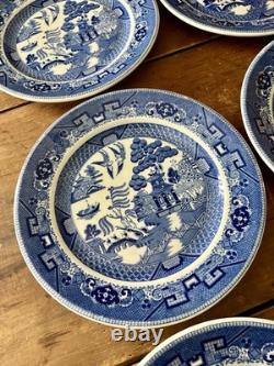 Set Of 6 Vintage Buffalo China Blue Willow Restaurant Ware Plates