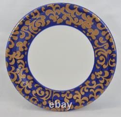 Set Of 6x Varm Ceramica Italy F. Giorgi Royal Blue Gold Scroll Dinner Plate 11'
