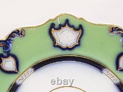 Set Of 8 Antique Opaque Granite China Plates William Ridgway Green Gold Blue