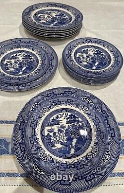 Set Of 8 ROYAL STAFFORD Blue Willow 11 DINNER PLATES -Made In UK-NEW