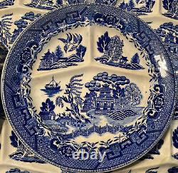 Set Of 8 Vintage Blue Willow divided/grill plates made in Occupied Japan