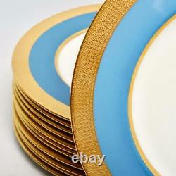 Set Of Twelve (12) Lenox For Ovington Brothers Dinner Plates, Blue/gilt, 10.5