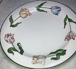 Set Tiffany & Co exclusive Tulips dinner 10 salad 9 plate red blue vintage