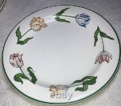 Set Tiffany & Co exclusive Tulips dinner 10 salad 9 plate red blue vintage