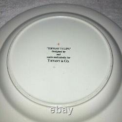 Set Tiffany & Co exclusive Tulips dinner 10 salad 9 plate red blue vintage