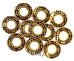 Set of 11 Hutschenreuther Dinner Plates Cabinet Service Cobalt Blue Raised Gold