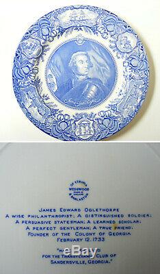 Set of 12 Blue Wedgwood Georgia Historical Dinner Plates