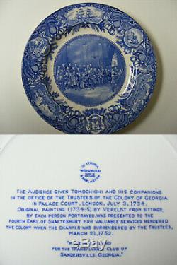 Set of 12 Blue Wedgwood Georgia Historical Dinner Plates