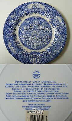 Set of 12 Blue Wedgwood Georgia Historical Dinner Plates