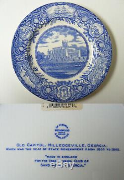 Set of 12 Blue Wedgwood Georgia Historical Dinner Plates