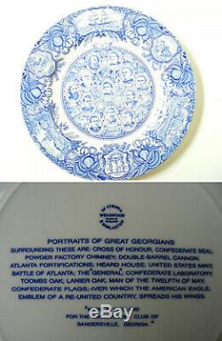 Set of 12 Blue Wedgwood Georgia Historical Dinner Plates