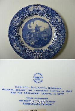 Set of 12 Blue Wedgwood Georgia Historical Dinner Plates