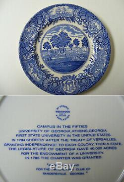 Set of 12 Blue Wedgwood Georgia Historical Dinner Plates