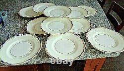 Set of 12 MINTON England BACCLEUCH Dinner Plates Blue & Gold 10.5 MINT