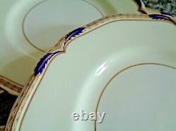 Set of 12 MINTON England BACCLEUCH Dinner Plates Blue & Gold 10.5 MINT