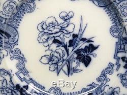 Set of 12 Pearl Ware Argyle Flow Blue Aesthetic Dinner Plates 10 5/8 Antique