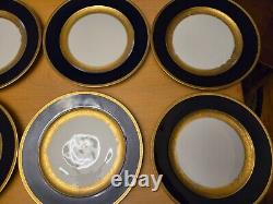 Set of 12 ROSENTHAL #5388 Dinner Plates Cobalt Blue and Wide Gold encrusted