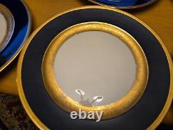 Set of 12 ROSENTHAL #5388 Dinner Plates Cobalt Blue and Wide Gold encrusted