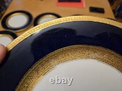 Set of 12 ROSENTHAL #5388 Dinner Plates Cobalt Blue and Wide Gold encrusted