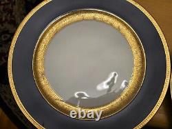 Set of 12 ROSENTHAL #5388 Dinner Plates Cobalt Blue and Wide Gold encrusted