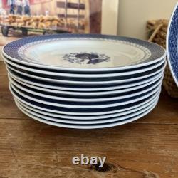 Set of 12 Royal Copenhagen TRANQUEBAR Blue Dinner Plates 10 MINT 11/948