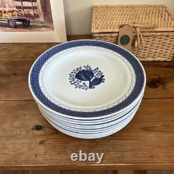 Set of 12 Royal Copenhagen TRANQUEBAR Blue Dinner Plates 10 MINT 11/948