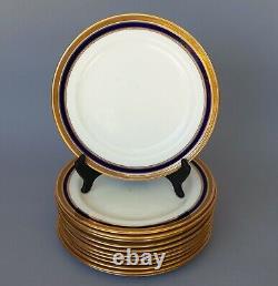 Set of 12 Twelve Cauldon Dinner Plates Gold Cobalt Blue Burley & Co Chicago 10