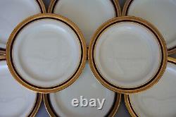 Set of 12 Twelve Cauldon Dinner Plates Gold Cobalt Blue Burley & Co Chicago 10