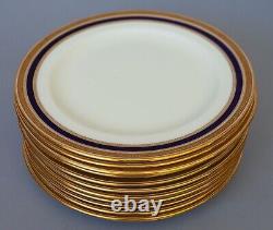 Set of 12 Twelve Cauldon Dinner Plates Gold Cobalt Blue Burley & Co Chicago 10