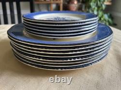 Set of 14 Vintage Wood & Sons COLONIAL ROSE BLUE Dinner & Salad Plates -England