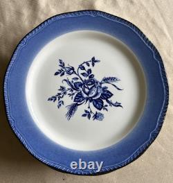 Set of 14 Vintage Wood & Sons COLONIAL ROSE BLUE Dinner & Salad Plates -England