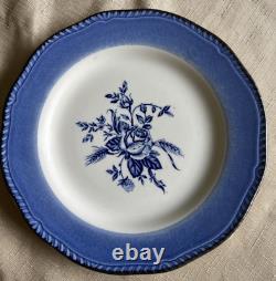 Set of 14 Vintage Wood & Sons COLONIAL ROSE BLUE Dinner & Salad Plates -England