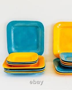 Set of 15 Home American Simplicity Blue Orange Yellow Dinner Plates Salad Plate