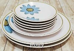 Set of 17 Noritake Progression Blue Daisy China Plates, Bowls, Cups Japan 9001