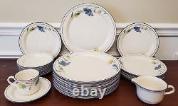 Set of 27 Lenox Chinastone Buttercups On Blue Dinner Plates & Salad Plates Set