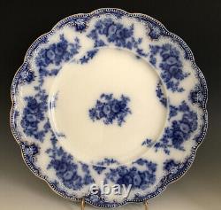 Set of 2 Antique W. H. Grindley Flow Blue With Gilt Florida Pattern Dinner Plate